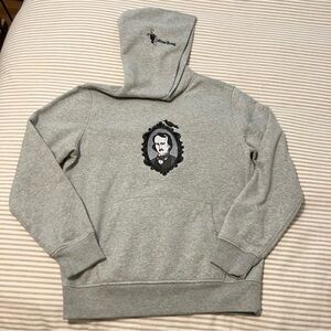 OOAK Edgar Allan Poe embroidered GAP Gray Classic Hoodie sweatshirt